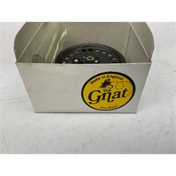 Fishing tackle, including 'The Gnat' fly reel, Alvey 4 1/2 inch reel, Paramount 4 1/2 inch reel, other fishing reels, various fishing flies and other similar items in a carry bag 