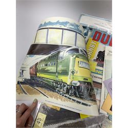 Hornby Dublo - quantity of paper ephemera including Electric Trains catalogues 1960 & 1961; Rail Layouts booklets; instruction manuals; price lists; club membership leaflets; guarantee sheets etc; and three modern limited edition posters, each No.56/3000.