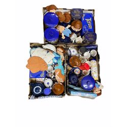 Three boxes of Tetley tea memorabilia and collectables including teapots, mugs, tins etc