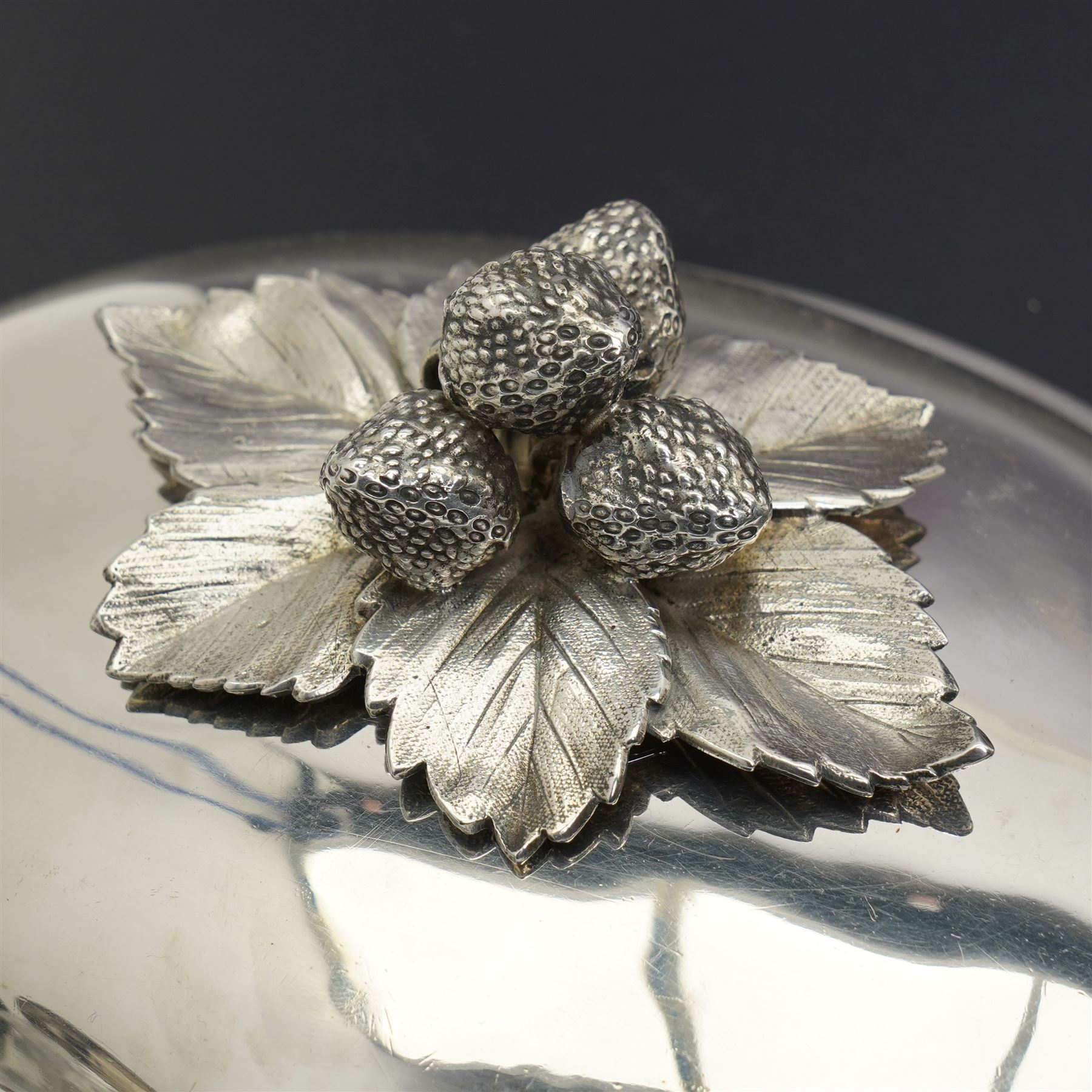 Pair of Georgian design plated candlesticks on square bases H26cm, plated hot water dish, the cover with deer lift and a plated two handled tureen with associated cover