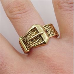 9ct gold textured buckle ring, London 1970