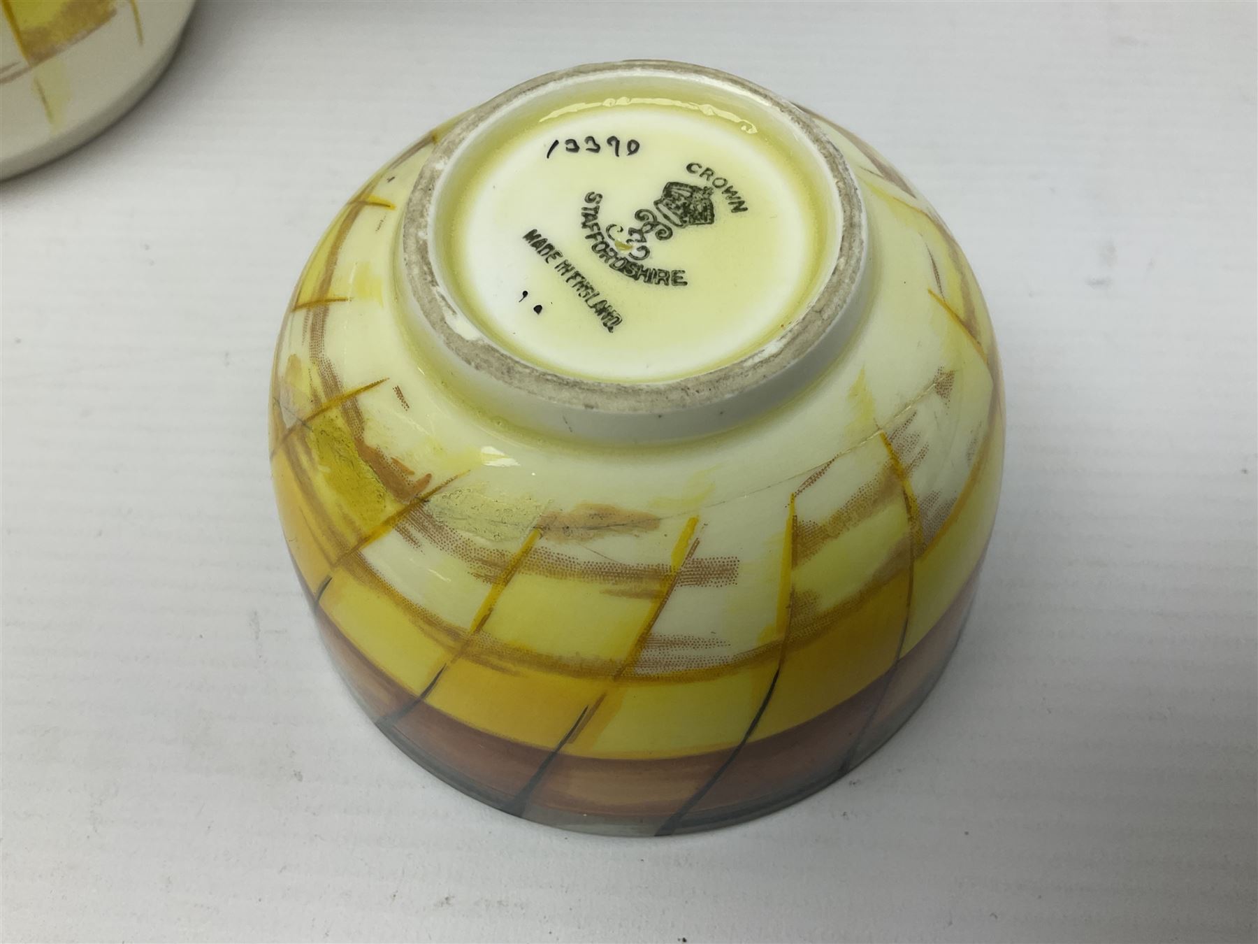 Royal Crown Staffordshire coffee set; Plant Tuscan China Art Deco style dish and cased set of silver plated bean end coffee spoons