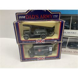Collection of diecast cars, all in original boxes, to include Dad's Army model, The Royal Air Force Personnel Transport set, etc 