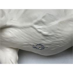 Five Beswick and Royal Doulton horse figures in matt white on black plinths, comprising of  Spirit of Affection no. 2689/2536, Springtime no.2837, Spirit of peace no.2916, Spirit of earth no.2914 and Spirit of the wild no. 183, together with a composite figure of a horse (6)