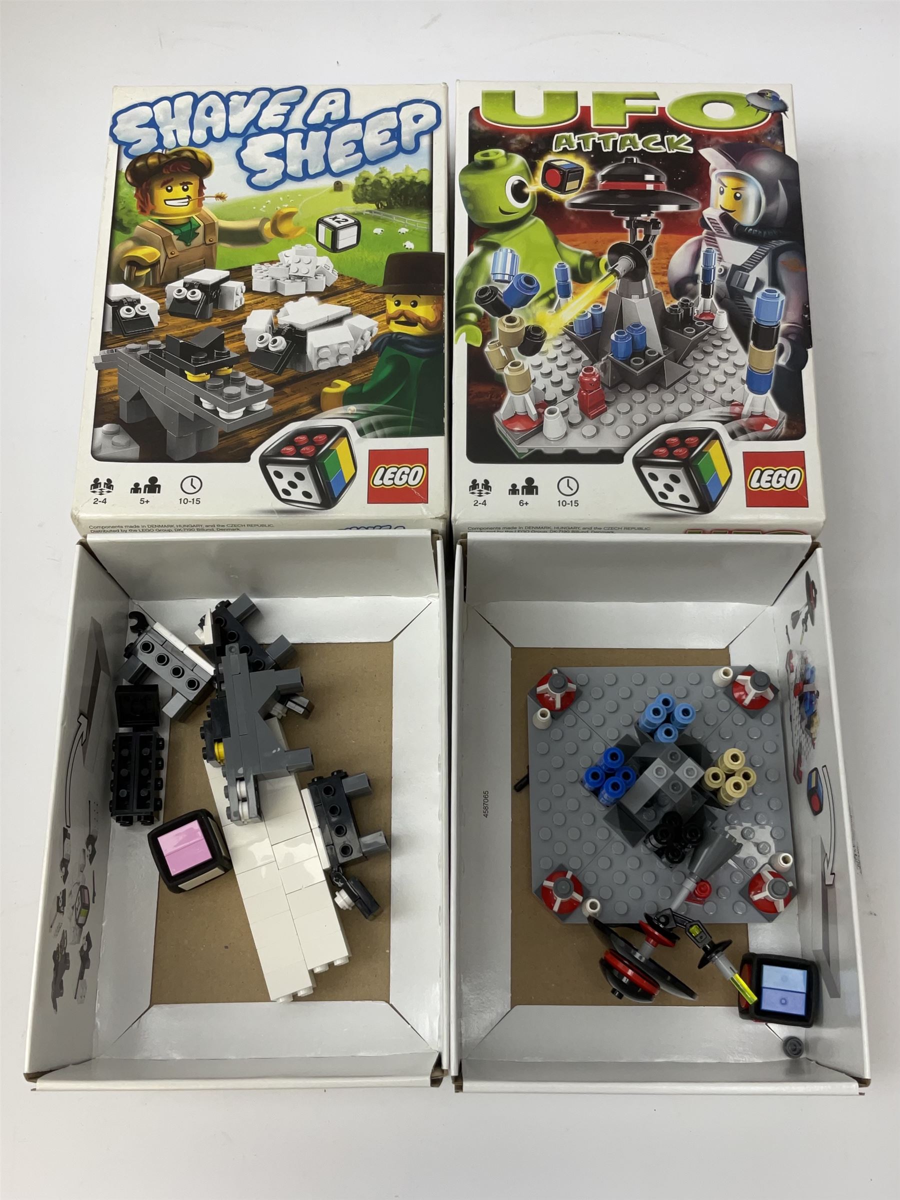 Lego System - 5600 Radio Controlled Car, boxed with instructions; and eight various Lego Games comprising Pirate Plank, Monster 4, Frog Rush, UFO Attacks, Lava Dragon, Ramses Return, Ninjago and Shave A Sheep, all boxed with instructions (9)