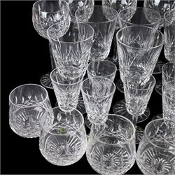 Waterford Lismore glassware for six covers, comprising hock glasses, wine glasses, tumblers and sherry glasses