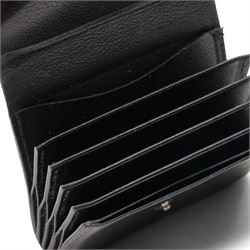 Hermès - black grained leather gusseted card holder, with press-stud fastening and concertina interior, stamped Hermès Paris Made in France, with original box