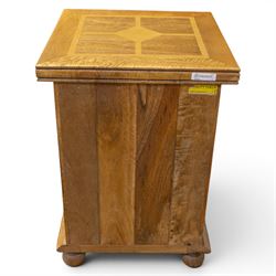 Barker & Stonehouse - contemporary flagstone and mango wood triple wardrobe and bedside cabinet, triple wardrobe with double doors revealing a full length wooden hanging rail, flanked by a cupboard with shelved interior, raised on a base with cupboard and drawers, turned bun feet