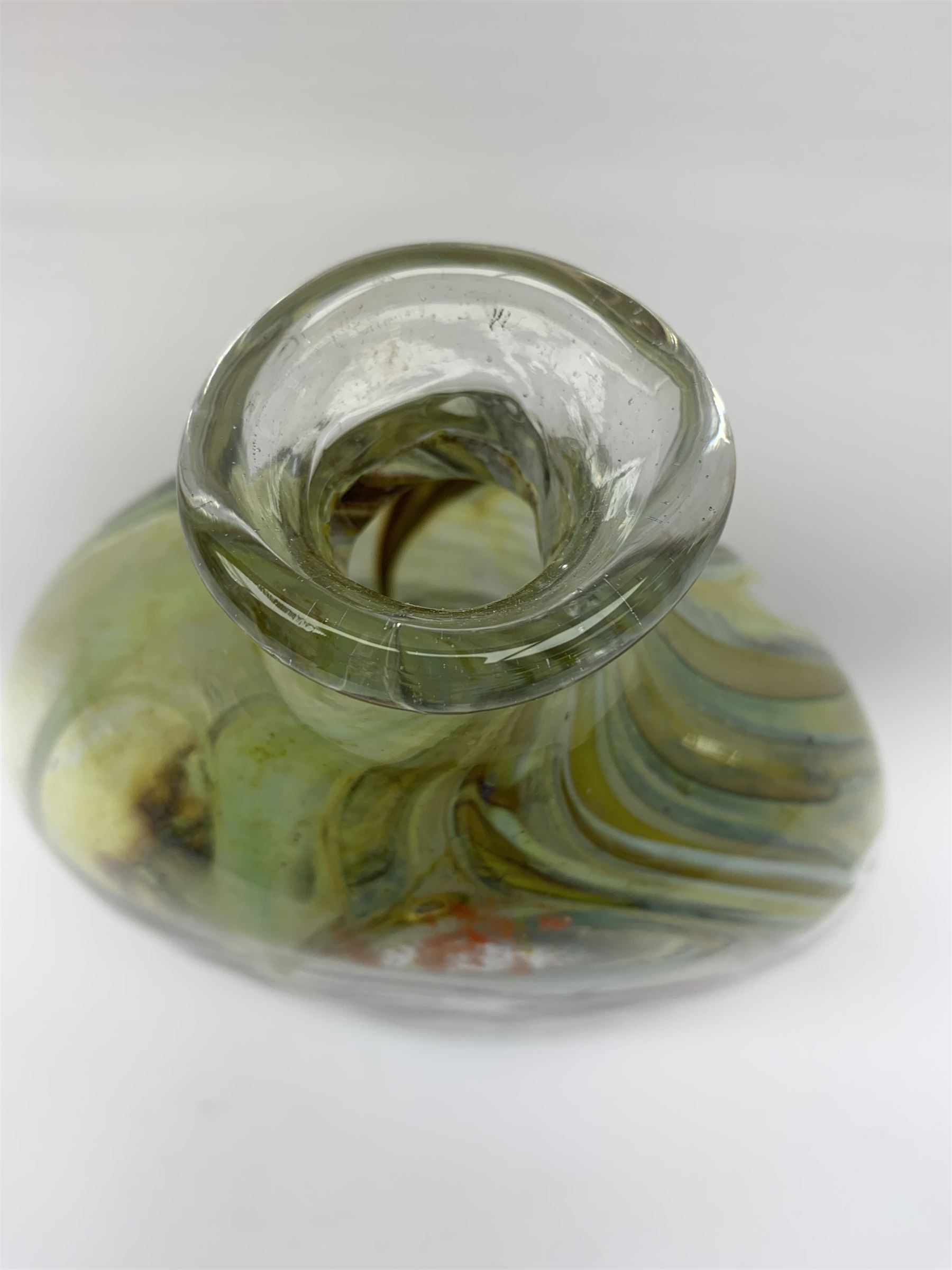 Sam Herman (Mexican b. 1936): art glass vase of slightly irregular ovoid form, signed and dated 1969, H23cm 