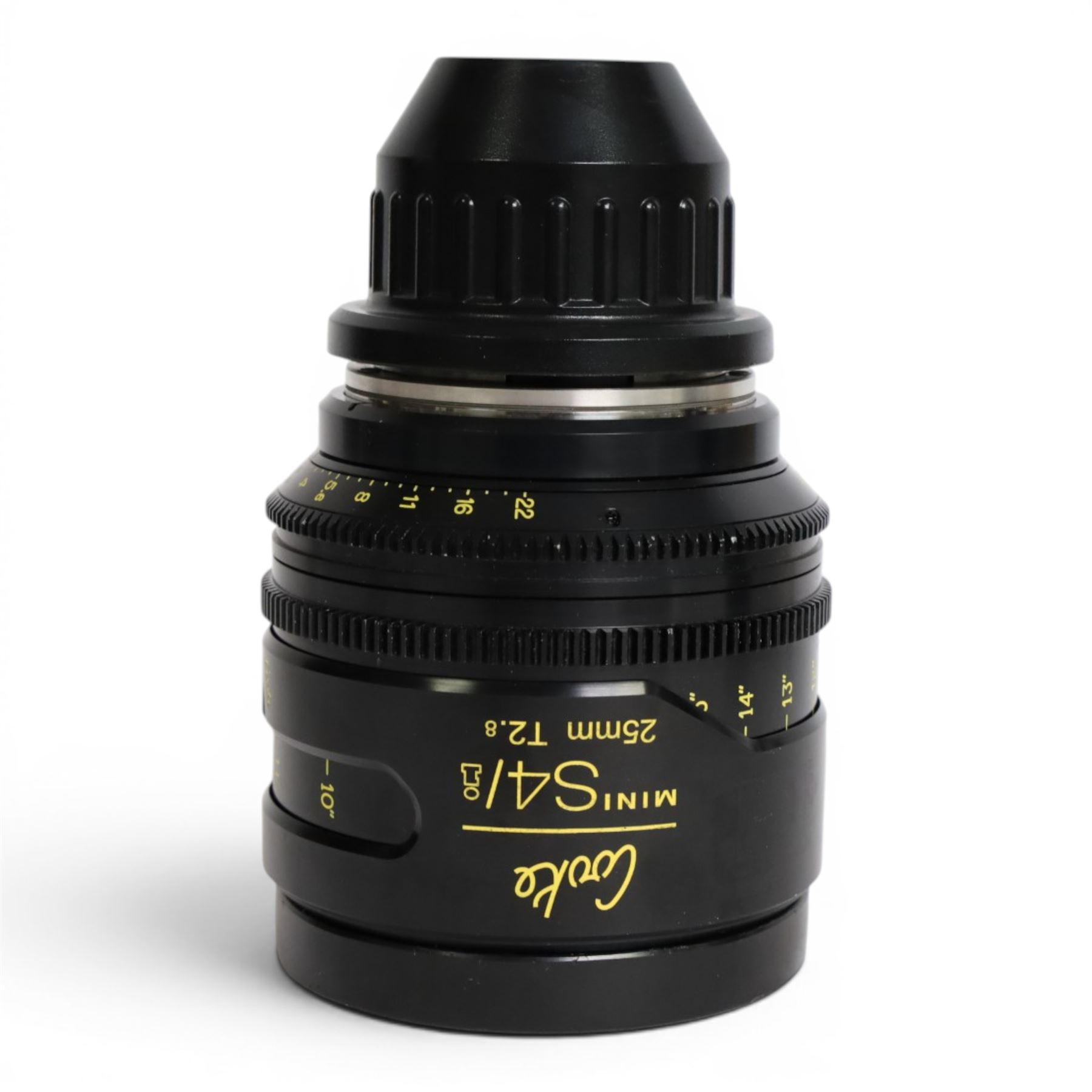 Cooke Mini S4/i 25mm T2.8 prime lens with PL mount, serial no. 8025-0714, with front and back lens caps