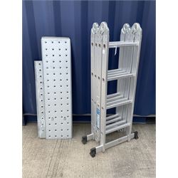 Aluminium four section multi purpose platform ladders  - THIS LOT IS TO BE COLLECTED BY APPOINTMENT FROM DUGGLEBY STORAGE, GREAT HILL, EASTFIELD, SCARBOROUGH, YO11 3TX