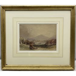 Henry Barlow Carter (British 1804-1868): Fishing Boat with Port in the Distance, watercolour with scratching out unsigned 16cm x 23cm 
