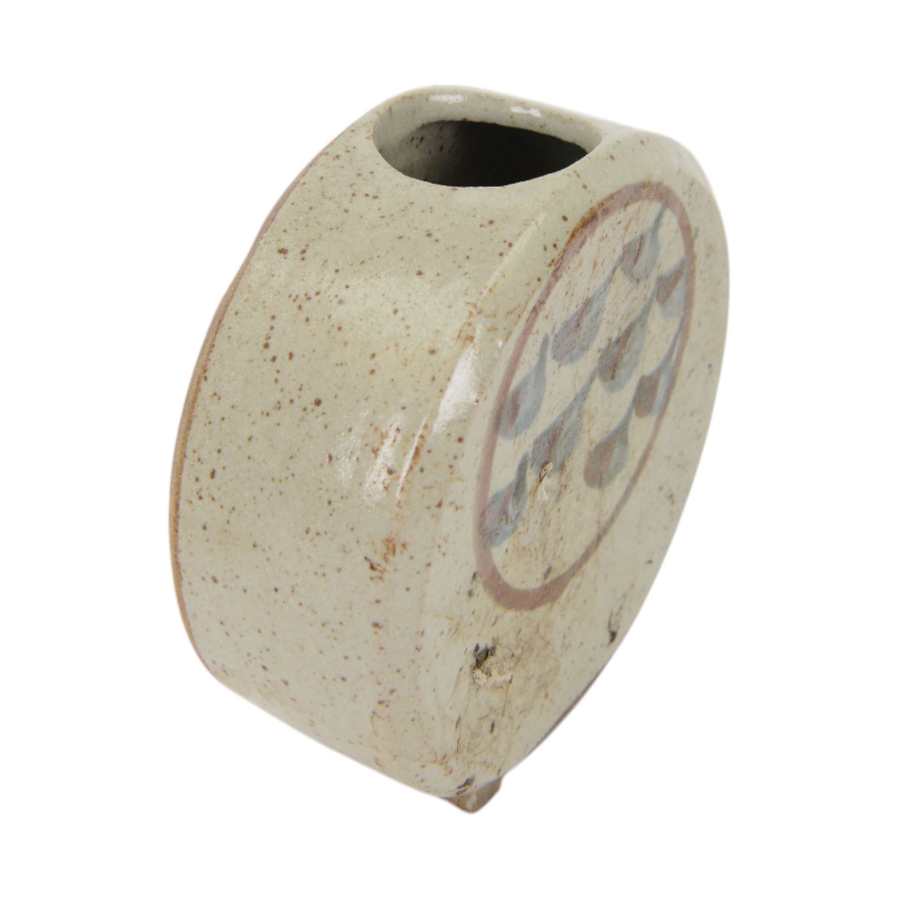 Three studio pottery vases, comprising two pieces by Kamini and a larger circular example, tallest H18cm