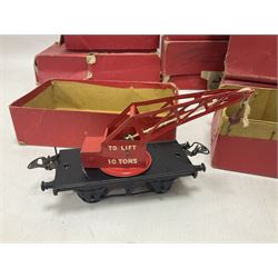 Hornby ‘0’ gauge - LNER 0-4-0 no.460 type 101 locomotive in green with key; further boxed ‘0’ gauge to include no.1 Crane Truck, no.2 single arm signals, open and closed goods wagons and cars; large quantity of track to include railway crossing, straight and curved track etc, in two boxes 