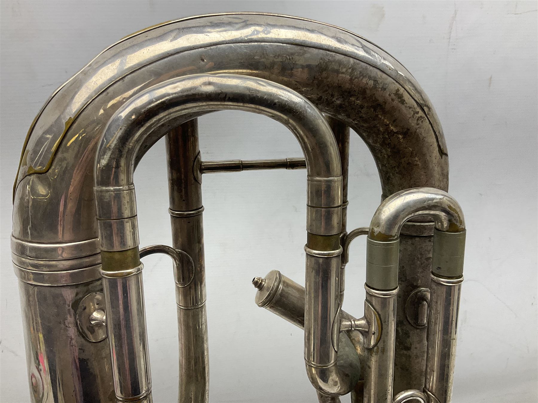 Boosey & Co Class A silver plated four-valve euphonium, serial no.117918 L62cm; in carrying case