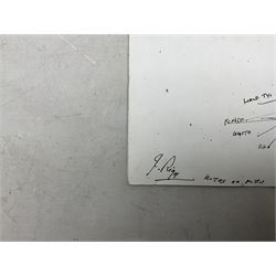 Jack Rigg (British 1927-2023): Boat Studies, pen and ink sketch signed, various illustrations 21cm x 28cm (unframed)