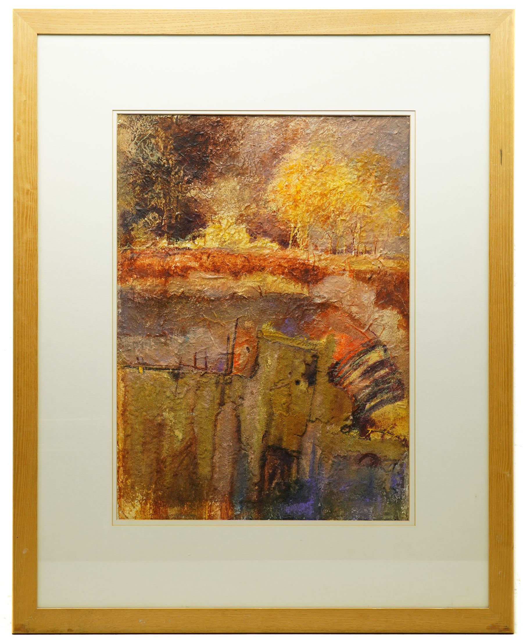 Keith Mountain (British 1944-): 'Excavation - Autumn Glow', mixed media signed and titled on 'Hunting Art Prizes' label verso 59cm x 43cm
