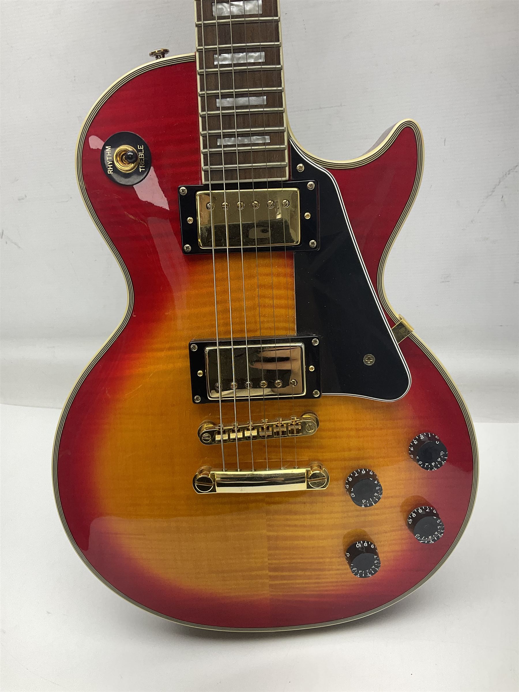 Epiphone Gibson Les Paul electric guitar c2004 with red sunburst finish, serial no.U02030418; L100cm; in fitted hard case