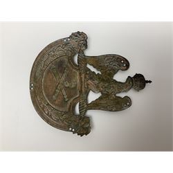 French First Empire Artillery shako plate c1814 H14cm
