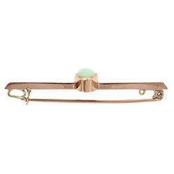 Early 20th century 9ct rose gold pear shaped opal bar brooch and an oval opal pendant, hallmarked 9ct