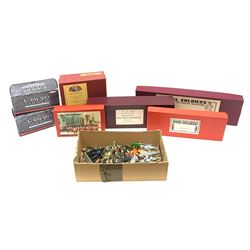 Various makers metal figures including M.J. Mode East Kent Regiment; Whitby Militaire Swiss Guards; HM Household Cavalry The Lifeguards Standard Bearer; Little Lead Londoners Coldstream Guards Band; Good Soldiers Dad's Army; and two Corgi Forward March figures; all mint and boxed; and a quantity of unboxed figures including Sherlock Holmes & Dr. Watson, Darth Vader etc