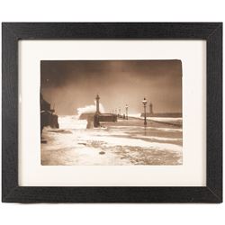 After Frank Meadow Sutcliffe (British 1853-1941): High Seas on Whitby's West Pier, photographic print unsigned 19.5cm x 26cm