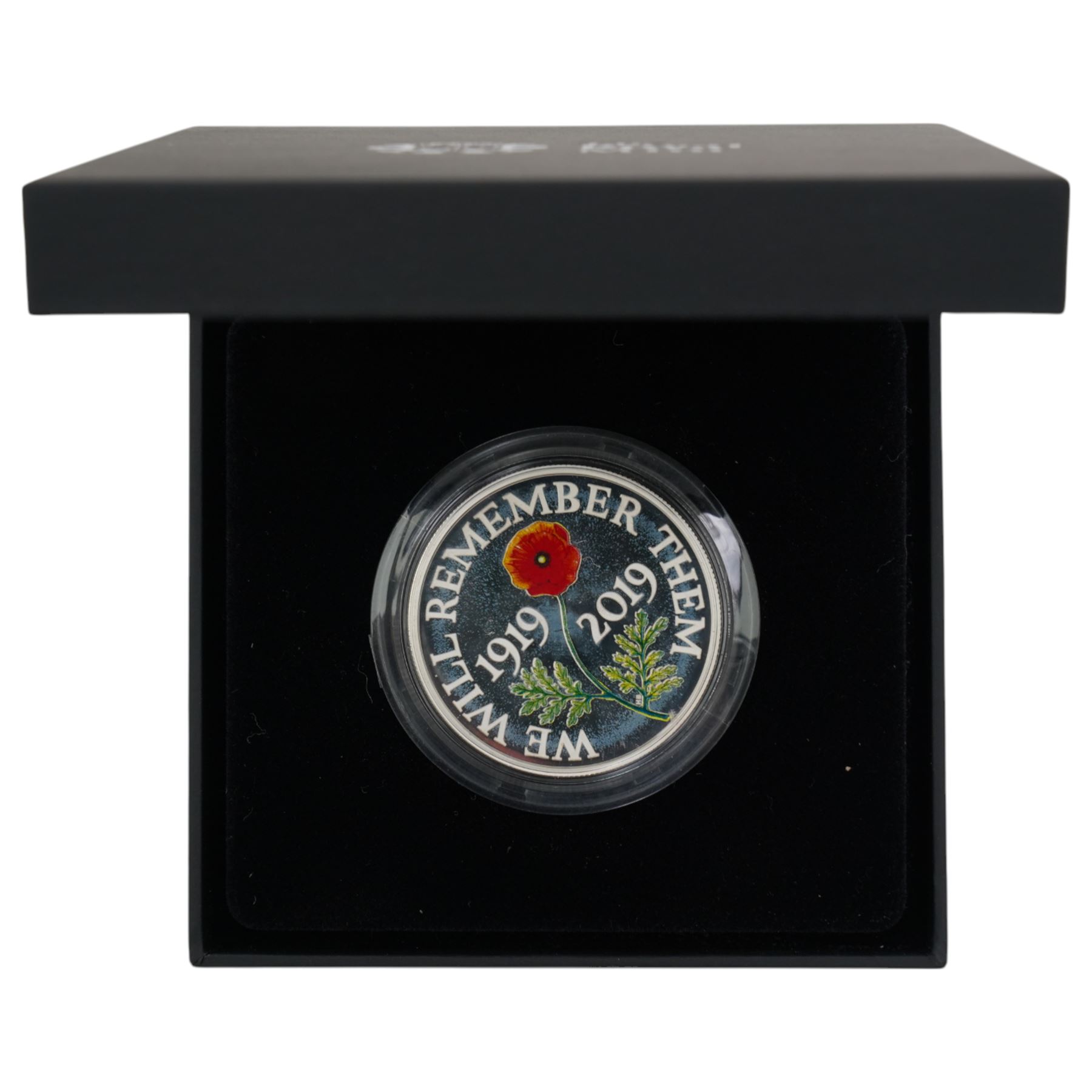 Five The Royal Mint United Kingdom silver proof coins, comprising 2017 one ounce Britannia, 2017 '100th Anniversary of the First World War' piedfort two pound, 2018 'Remembrance Day' piedfort five pound, 2019 'Remembrance Day' piedfort five pound, and 2019 'Wallace & Gromit' fifty pence