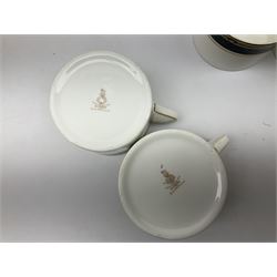 Royal Doulton Biltmore patterned tea and dinner wares, to include four teacups and saucers, four coffee cans and saucers, dinner plates, side plates, soup bowls and bowls for four etc, seconds, (37)