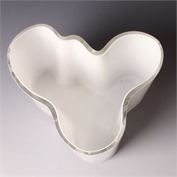 Alvar Aalto (Finnish 1898-1976) for Iittala: Set of three white glass vases, marked Alvar Aalto to base, largest H16cm (3)