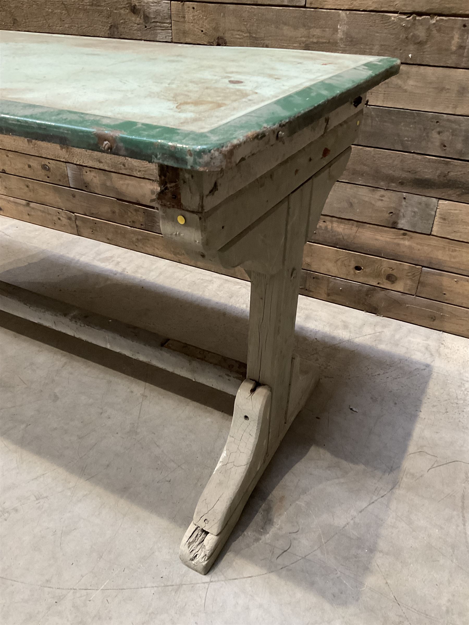 Early 20th century painted wood and enamel Military folding campaign table