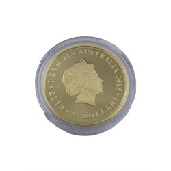 Queen Elizabeth II Australia 2015 gold proof full sovereign (25 dollars) coin, Perth mint, cased with certificate