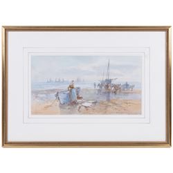 Frank Rousse (British fl.1897-1917): On the Shore, watercolour signed 22cm x 41cm 