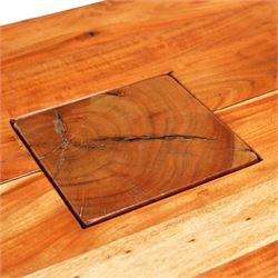 Hardwood coffee table, rectangular top on block supports 