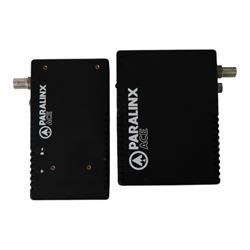 Paralinx Ace wireless transmitter and receiver set, with two SmallRig magic arms, associated cables including four D-tap to two-pin lemo cables, two short and one long SDI cables and SmallRig clamp, contained within Peli 1400 case