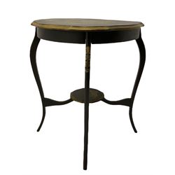 Early 20th century black painted and gilded centre table