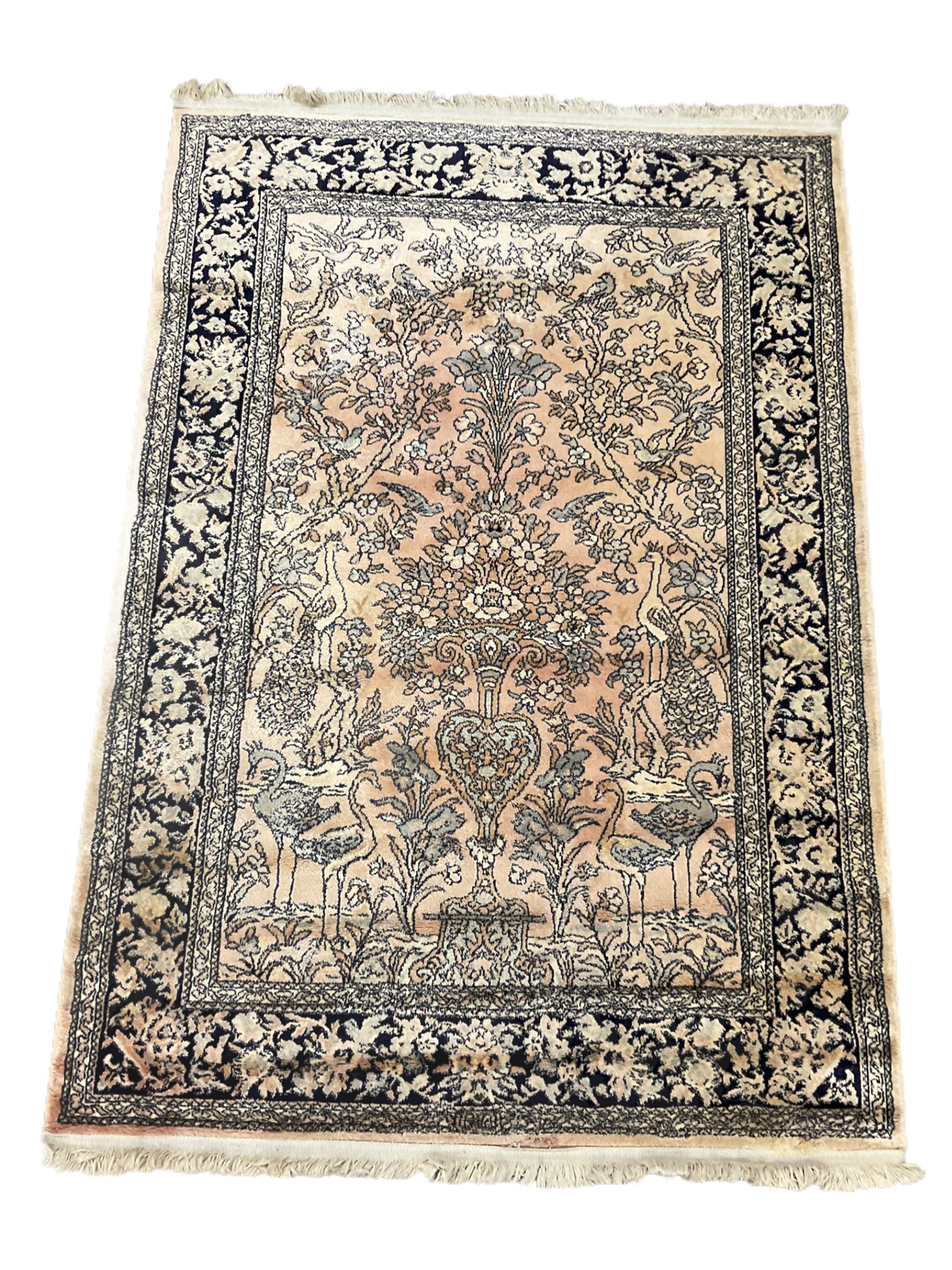 Small Bokhara green rug, Chinese hearth rug and two modern Persian design rugs
