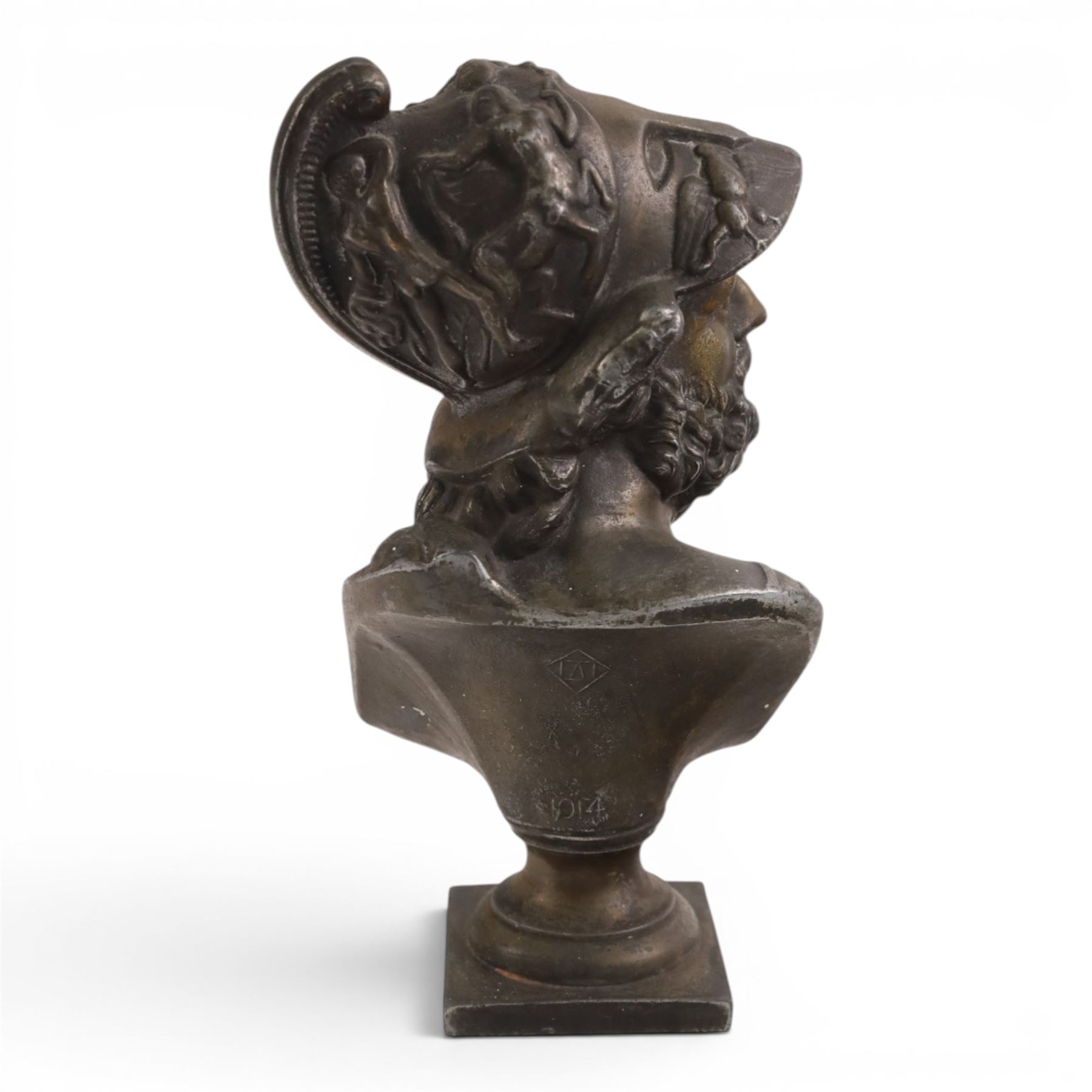 19th Century spelter bust of Menelaus, H21cm