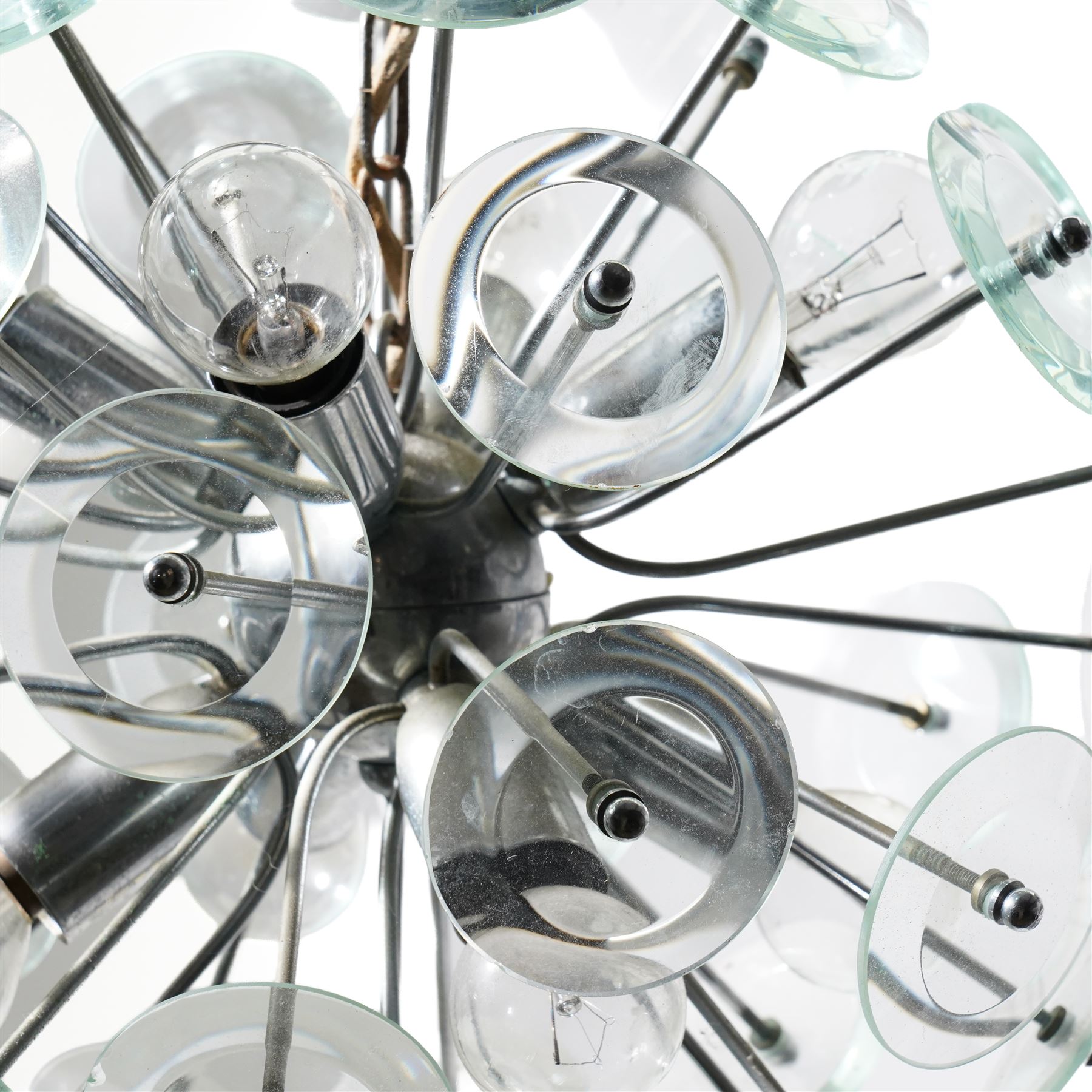 Sputnik chandelier, with glass disc decoration, drop 45cm 