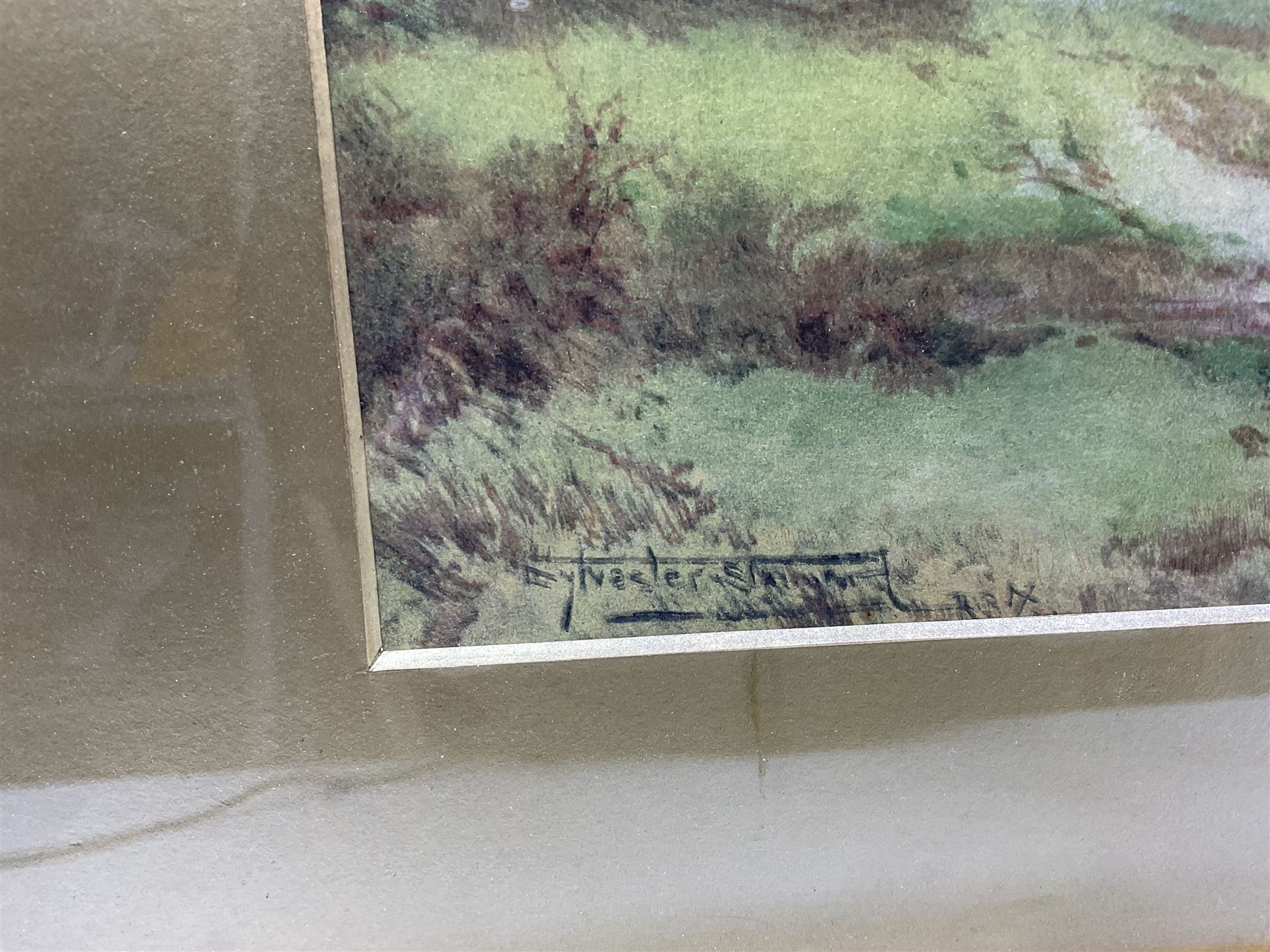 Henry John Sylvester Stannard (British 1870-1951): Ducks by a Rural Cottage, watercolour signed 29cm x 55cm