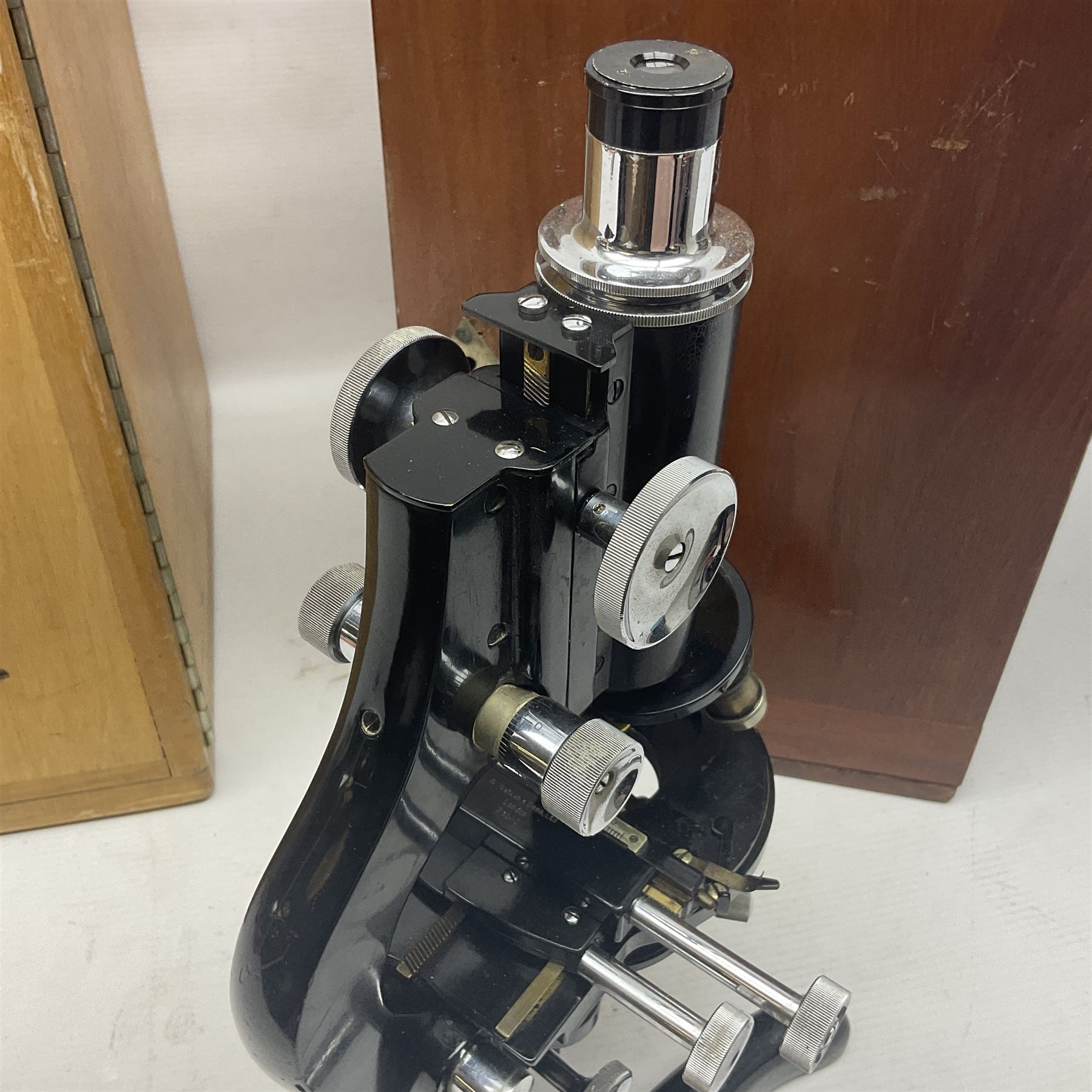 20th century W. Watson & Sons Bactil-60 binocular microscope no 143202, in original box, together with W. Watson & Sons microscope no 82904 in original box 