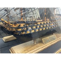 Nauticalia limited edition HMS Victory Trafalgar 200 Edition, in glass case, with certificate, model number 503 of 1805, H50cm, L57cm, D20cm