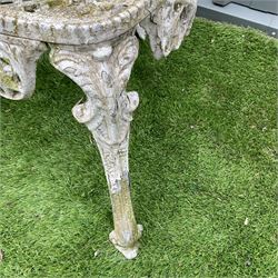 Cast aluminium thee seat garden bench painted in white  - THIS LOT IS TO BE COLLECTED BY APPOINTMENT FROM DUGGLEBY STORAGE, GREAT HILL, EASTFIELD, SCARBOROUGH, YO11 3TX