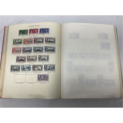 Single album collection of King George VI stamps, including Aden, Antigua, Ascension, Australia, Bahamas, Bahrain, Barbados, Basutoland, Bechuanaland, Bermuda, British Solomon Islands, Brunei, Burma, Cayman Islands, Dominica, Falkland Islands, Gambia, Gilbert and Ellice Islands, Gold Coast, Great Britain 1939-48 set to one pound including ten shilling dark blue, Grenada, Hong Kong, India, Ireland, Jamaica, Leeward Islands, Malta, Mauritius, New Zealand etc