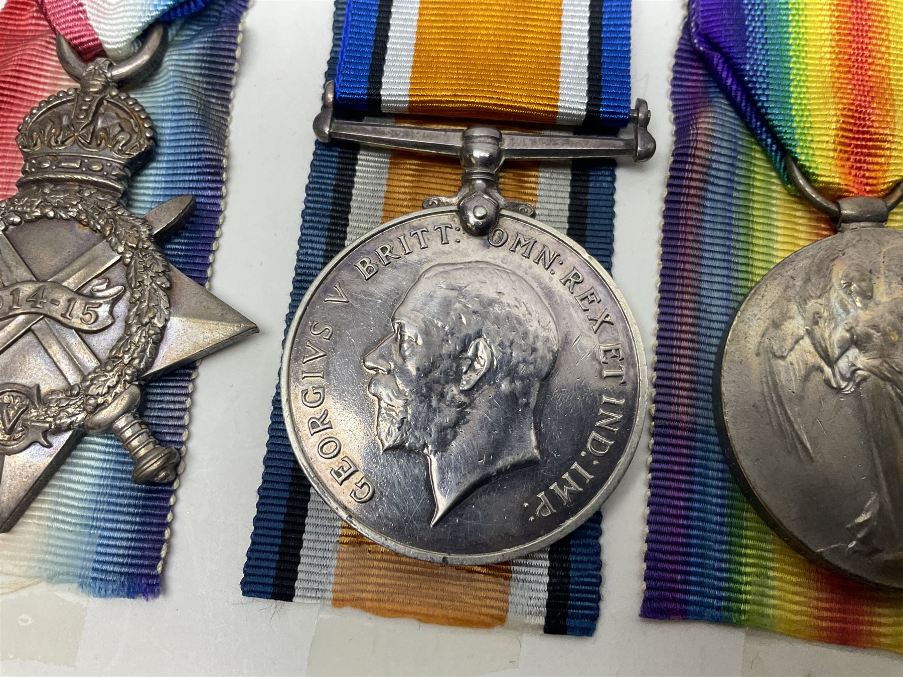WWI trio of medals comprising British War Medal, Victory Medal and 1914-15 Star awarded to S2SR-01529 Pte. W. Merry A.S.C.; all with ribbons