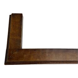 Mouseman - circa. 1930s oak fire fender, adzed and moulded frame with pegged construction, carved with mouse signature, by Robert Thompson, Kilburn 