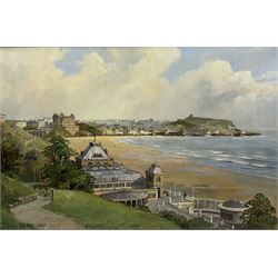 Don Micklethwaite (British 1936-): Scarborough South Bay from the Spa, oil on canvas signed 50cm x 75cm
