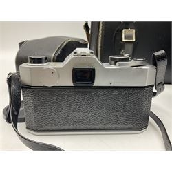 Yashica-A camera body, serial no. A4080073, with 'Yashikor 1:3.5 f=80mm' lens, serial no. 209272 and 'Yashikor 1:3.5f=80mm' lens, serial no 22942, together with Yashica TL-Electro camera body, serial no. 5054162 with 'Yashinon-DS 50mm 1:1.9  40056038