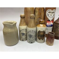 Julius Peters Hull stoneware bottle and a collection of other stoneware advertising bottles, jars and flagons etc