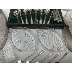 Canteen of cutlery together with Coalport basket, glass decanters and other collectables 