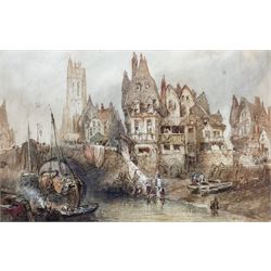 Paul Marny (French/British 1829-1914): Continental Town Scape, watercolour unsigned signed...